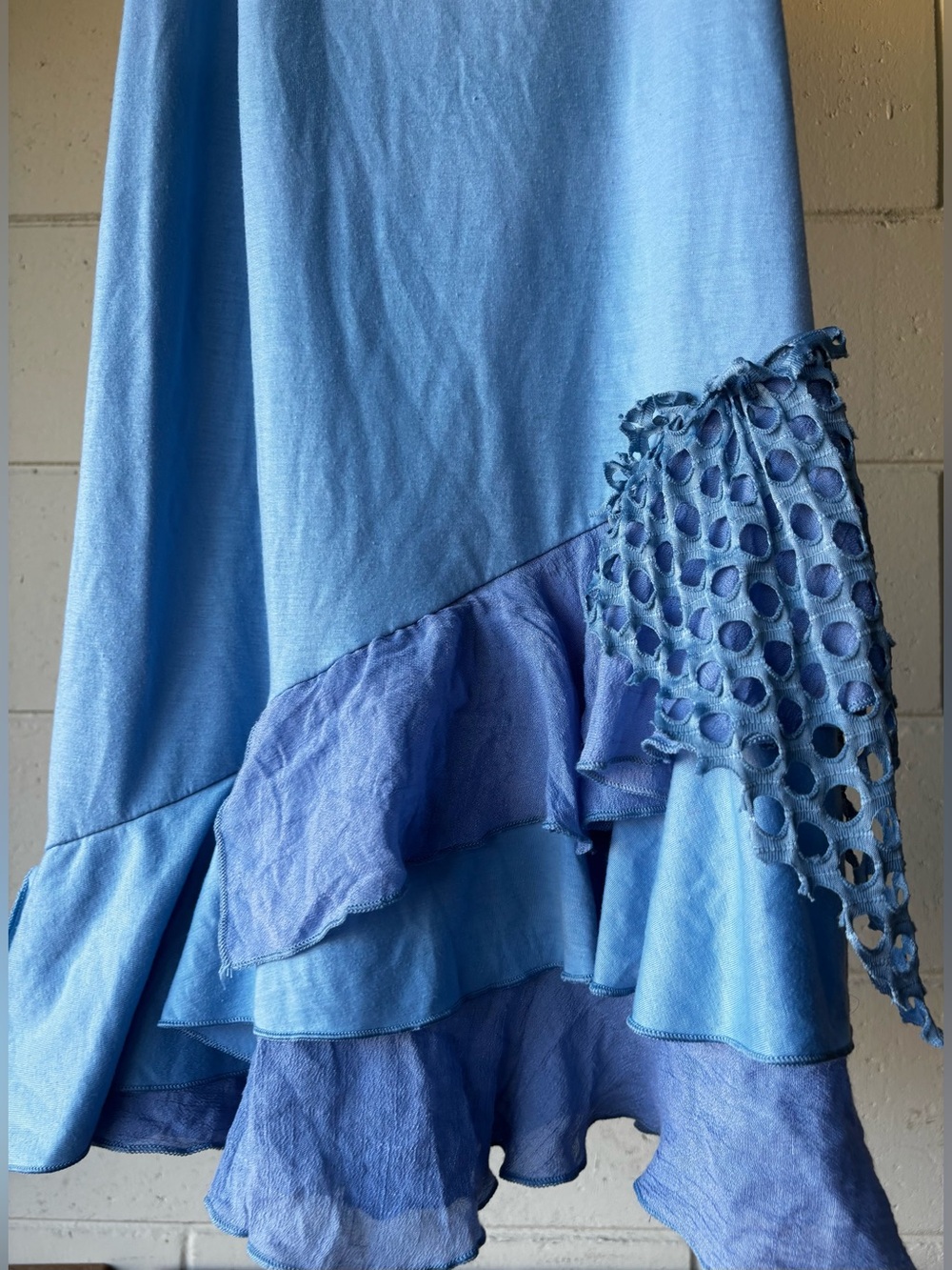Noelle Fairycore Whimsy cottage core Blue Tiered Ruffled dress S/M boho
